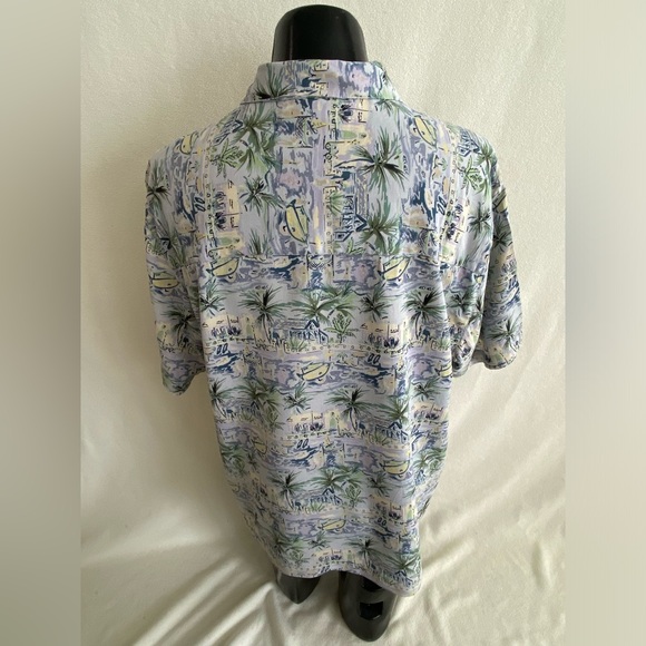 Bermuda Bay Shirt Men’s XL Silk Hawaiian Island Print Button Up Short Sleeve - Picture 5 of 8